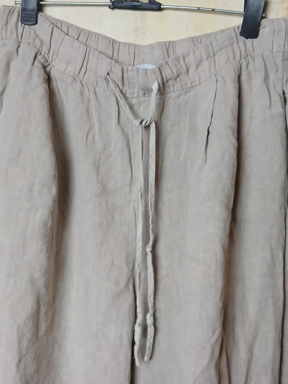 Zara Men's Linen-Blend Drawstring Pants — Beige